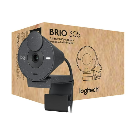 Logitech Brio 305 Full HD Webcam with Auto Light Correction, Graphite