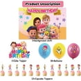 thumbnail image 3 of 32 PCS For Song Enlightenment Cartoon Themed Birthday Party Supplies – Includes Backdrop, Cake Topper, 18 Balloons, and 12 Cupcake Toppers Party Decorations Set, 3 of 7