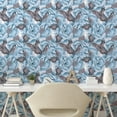 thumbnail image 2 of Ambesonne Rose Peel & Stick Wallpaper for Home, Cold Flowery Pattern Leaves, 13"x100", Pale Blue Grey Pink, 2 of 5