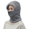thumbnail image 1 of Women Hat Solid Color Zipper Autumn Winter Knitted Korean Style Cap Scarf for Riding, 1 of 10