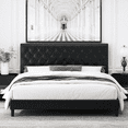 thumbnail image 4 of Homfa Full Size Bed, Black Faux Leather Upholstered Button Tufted Low Profile Platform Bed Frame with Adjustable Headboard for Bedroom, 4 of 7