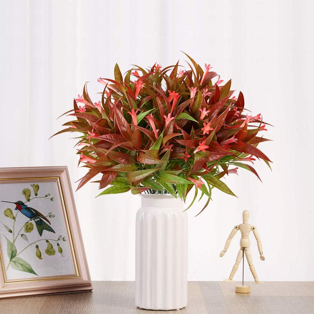 Artificial Flowers Fake Red Spray Morning Glory Plants Shrubs Greenery Bouquet for Your Home Kitchen Table Centerpieces Arrangements Indoor Outdoor Fall Decorations