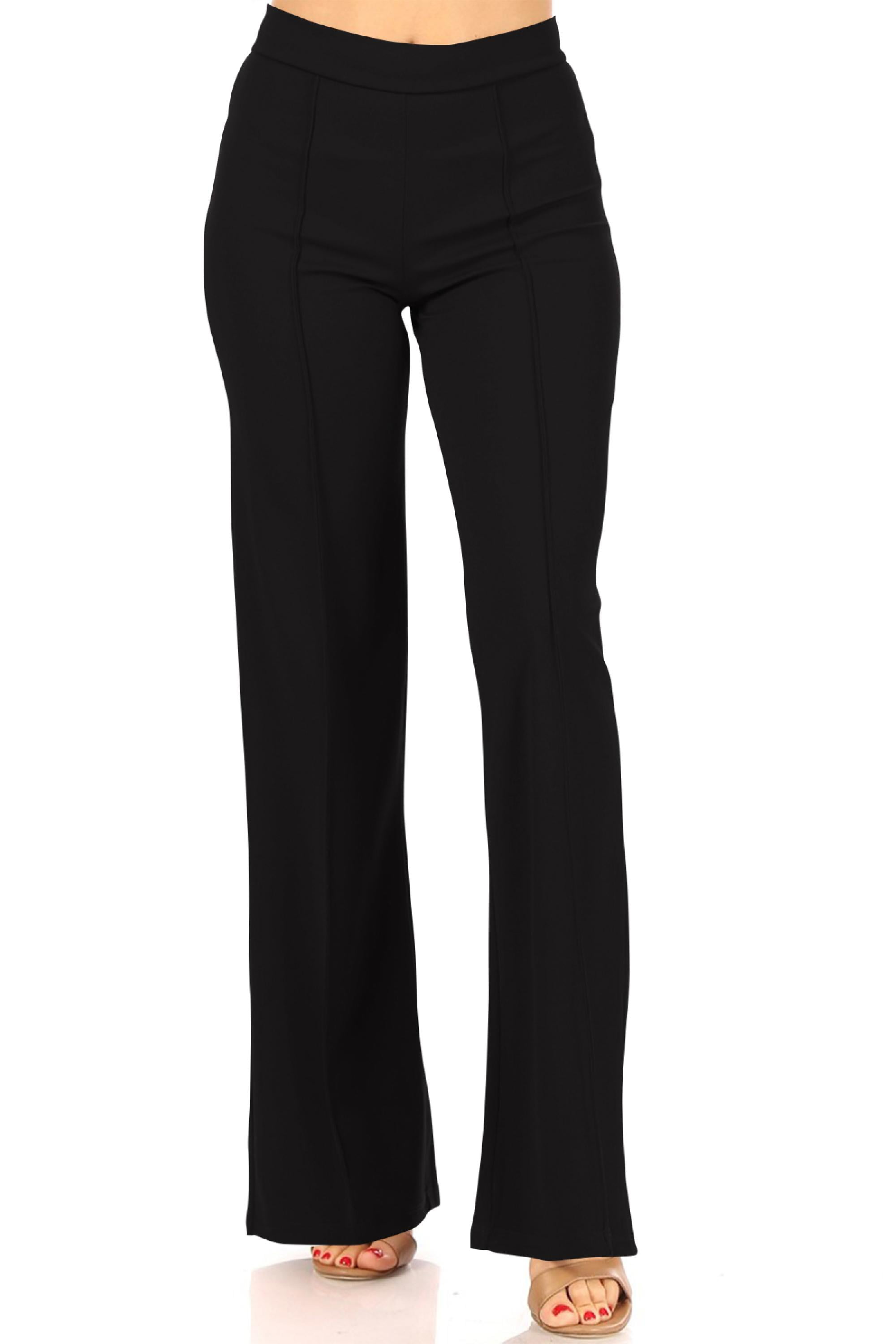 Women's Lightweight High Waist Back Zipper Solid Casual BootCut Office