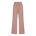 thumbnail image 5 of Barrel Jeans Women Cotton Pants for Women Loose Fitting Casual Linen High Waist Pants Drawstring Summer Pants Trousers with Pockets Rose Gold M, 5 of 6