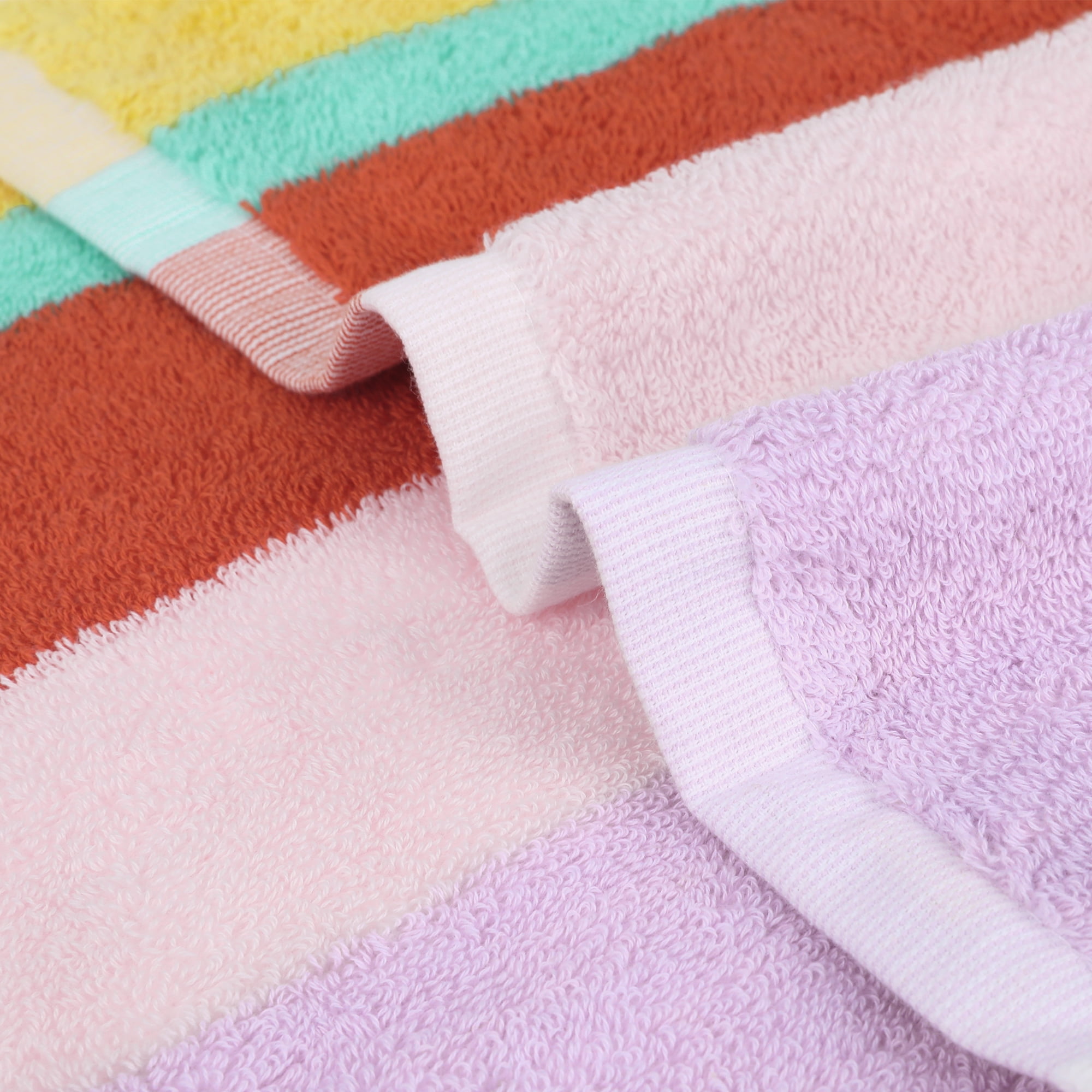 Unique Bargains Striped Hand Towels Absorbent Soft Towel for Kitchen Purple Orange 2-Piece