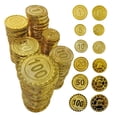thumbnail image 2 of 30/60/120 Uds. Monedas de oro de plástico pirata caza del tesoro de pirata juguetes para niños accesorios temáticos de fiesta recuerdo de cumpleaños temático pirata（FV 10 30 Pcs, 2 of 5