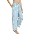 thumbnail image 2 of Uemuo Rabbit And Bird Pattern Women's Wide Leg Palazzo Lounge Pants with Pockets Light Weight Loose Comfy Casual Pajama Pants-Large, 2 of 9