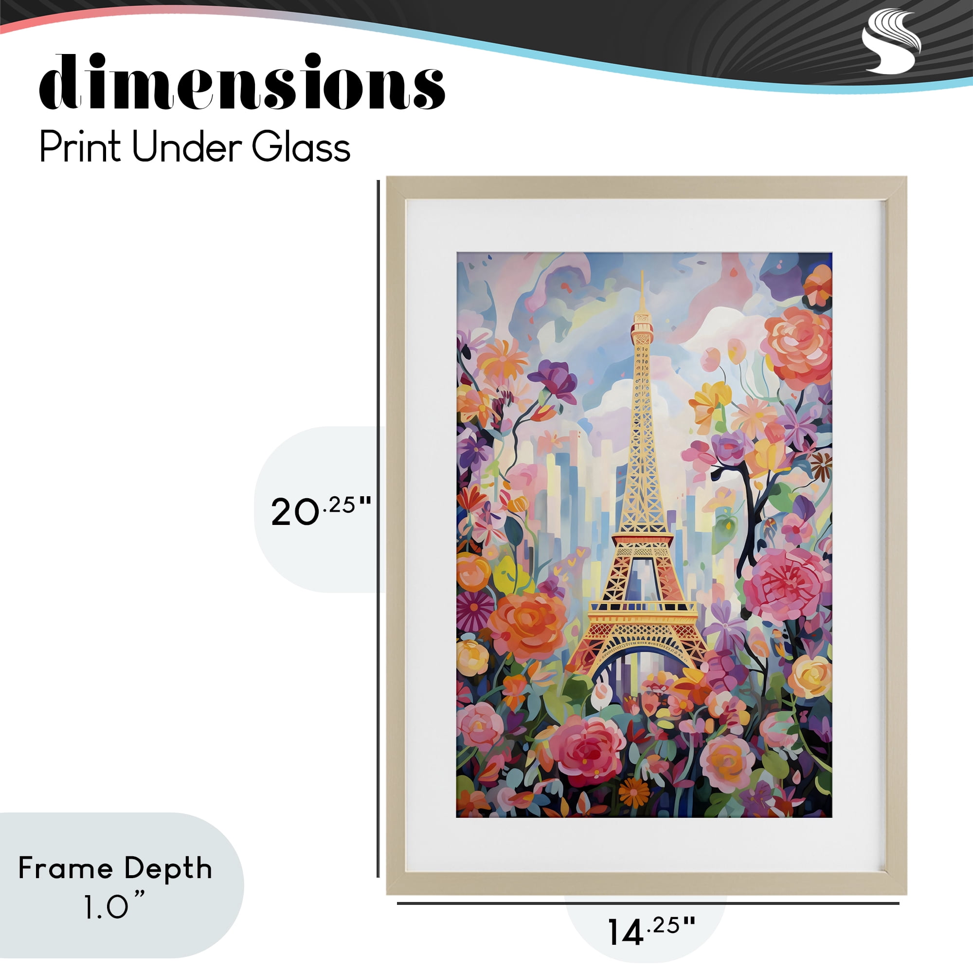 Stupell Industries Eiffel Tower Surrounded By Florals Birch Framed Print Under Glass, design by Creative Studio