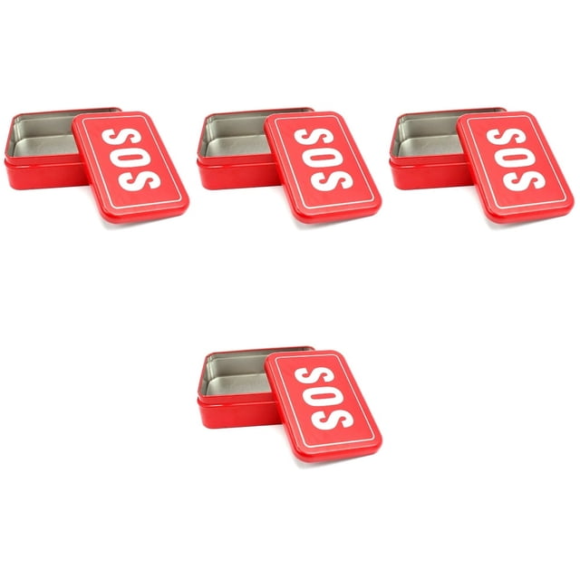 HLONK 4pcs SOS Outdoor Survival Emergency Tool for Wire Saws Folding Compass Multi-Purpose Plier with Flashlight Fire Starter Whistle Storage Box (Red)