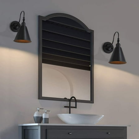 Swing Arm Wall Lamp - Rustic Vintage Wall Sconce Lighting 2 Pack Black