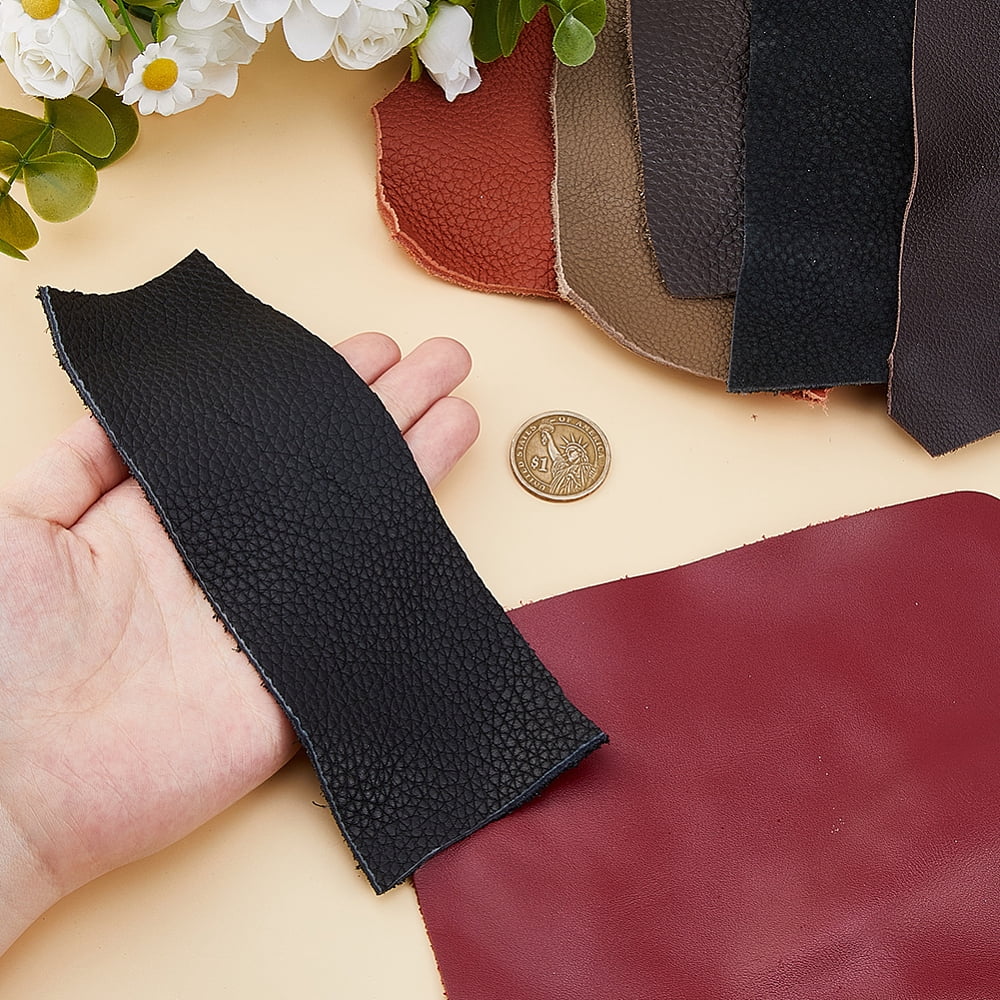 1.5KG Leather Scraps for Crafts Mixed Colors Leather Pieces Full Grain Leatheres Large Cowhide Scraps for Tooling Engraving Embossing Stamping