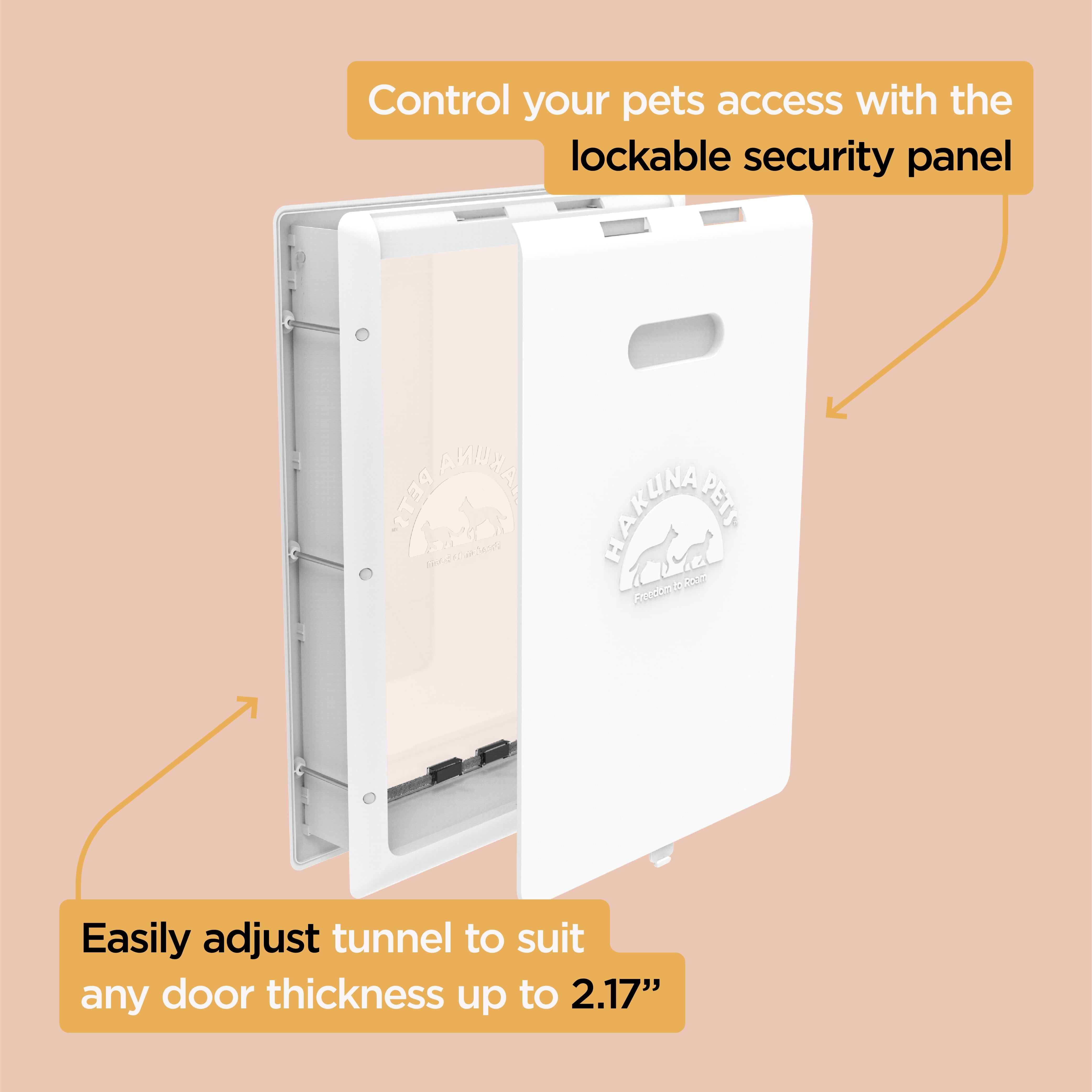 Hakuna Pets White Essential Large Pet Door for Screens, Doors & Walls up to 2.17" Thick, for Dogs up to 100 lbs