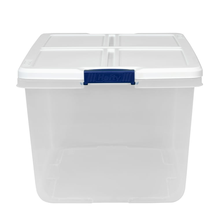 Hefty Medium 16.5-Gallons (66-Quart) Clear Base with White Lid Tote with  Latching Lid