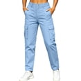 thumbnail image 2 of Xdegoge Womens Cargo Pants with Pockets Elastic Waist Tapered Leg Utility Trousers with Pockets Lightweight Outdoor Hiking Casual Activewear Work Pants, 2 of 7