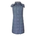 thumbnail image 4 of jsaierl Long Puffer Vest Women Button Down Sleeveless Hooded Jacket Overcoat Solid Color Side Slit Winter Parka Coat, 4 of 6