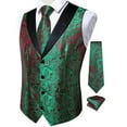 thumbnail image 3 of Kilaqueen Suit Vest for Mens Medieval Punk Paisley Victorian Costume V-Neck Single-Breasted Slim Fit Waistcoat Tie Set for Wedding Prom Party and Business, 3 of 6