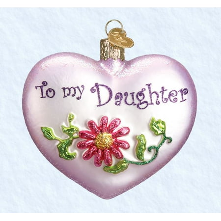 Old Country Roses Christmas Old World Christmas To My Daughter Heart Glass Christmas Ornament 30042 FREE BOX ()