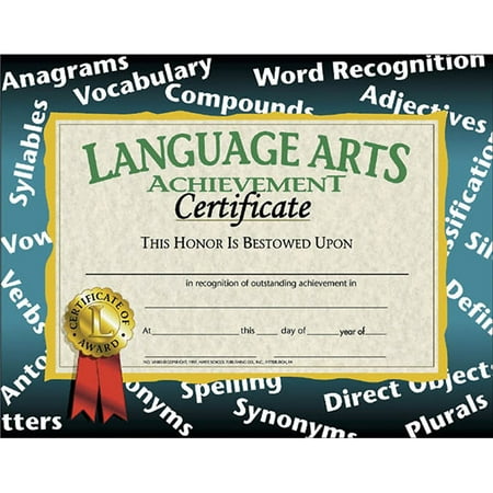 UPC: 0734675130907 | Hayes Language Arts Achievement Certificate 8.5 x 11 Pack of 30 (H-VA585)