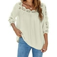 thumbnail image 2 of TAIAOJING Womens T Shirt Top Lace Crochet Square Neck Button Half Sleeve Shirt Casual Loose Shirt Summer Casual Clothes, 2 of 6
