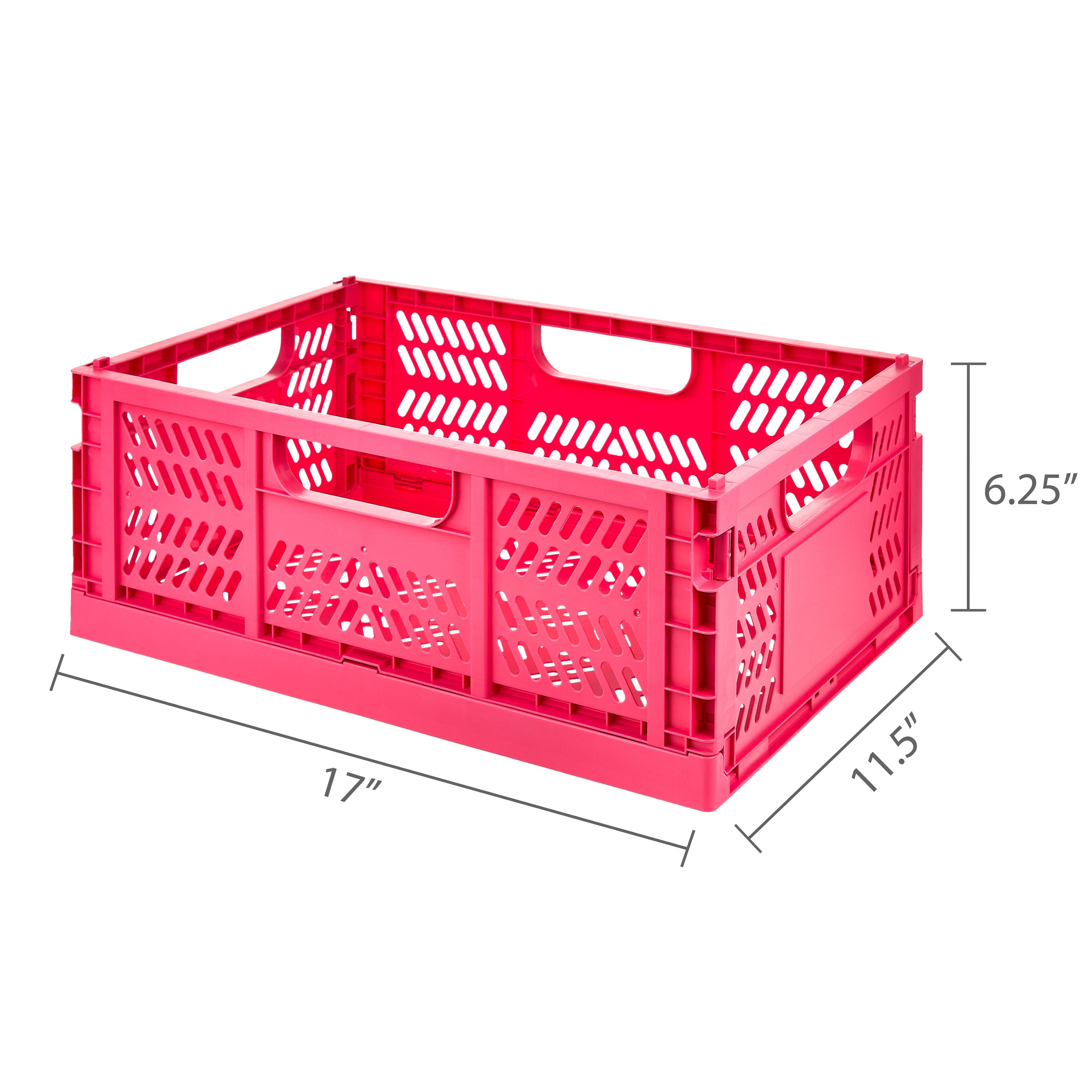 Pen+Gear Medium Collapsible Storage Crate, Coral, 16.92" W x 11.41" D x 6.22" H
