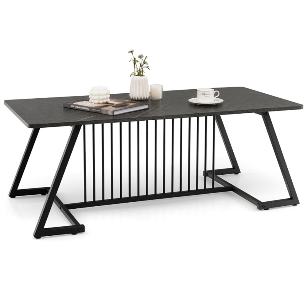 Finihen Coffee Table, Rectangular Coffee Table, 48 Inch Modern Style Coffee Table with Spacious Tabletop, for Living Room, Reception Room, Black Finihen Coffee Table, Rectangular Coffee Table, 48 Inch Modern Style Coffee Table with Spacious Tabletop, for Living Room, Reception Room, Black