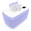 Family Care ACCU Baby Wipe Warmer and Baby Wet Wipes Dispenser High Capacity LED Display Silent Heating Safe and Portable,Evenly and Quickly Overall Heating,Perfect Wipe Temperature （White&purple）
