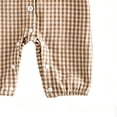 thumbnail image 5 of mgoYE Fall Baby Girl Clothes Long Sleeve Romper Peter Pan Collar Jumpsuit Infant Newborn Outfits Gingham Outfit(Khaki,3-6 Months), 5 of 9