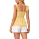 thumbnail image 3 of INSPIRAR CHIC Blusa de Gingham con Peplum para Mujeres, Cuello Cuadrado, Sin Mangas, Estilo Verano, Cuadros, Amarillo, 3 of 5