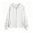 thumbnail image 5 of Little Girls Pullover Hoodie Sweatshirt Solid Color with Front Pocket Pullovers Tops Size 6-7T,White, 5 of 5