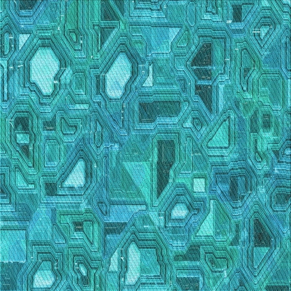 Ahgly Company Indoor Square Patterned Dark Cyan Green Area Rugs, 5' Square