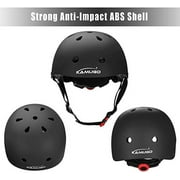KAMUGO Helmets for Kids ,Black Helmet Knee Pads and Elbow Pads for Kids