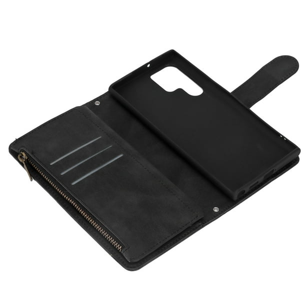 Para Galaxy S22 Ultra Case Wallet PU Leather Zipper Flip Folio Wallet Phone Case con correa para la muñeca Kickstand Flip Folio Book Phone Case Cover a prueba de golpes ANGGREK Otros