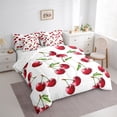 thumbnail image 3 of Manfei Red Cherry 7-Piece Twin Bedding Sets,Tropical Fruit Bedding Comforter Set,Botanical Leaves Breathable Sheet Sets,Breathable Teenager Bedroom Decor,Reversible, 3 of 7