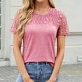 thumbnail image 2 of DDAPJ pyju Womens Lace Short Sleeve Tops Dressy Casual Blouses Pleated Work Dressy Shirts Holiday Outfits Prime Sales of The Day Pink XL, 2 of 8