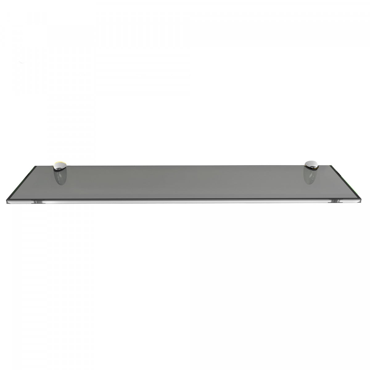 6" X 18" Rectangle Floating Grey Glass Shelf Kit with 2 Small Peacock