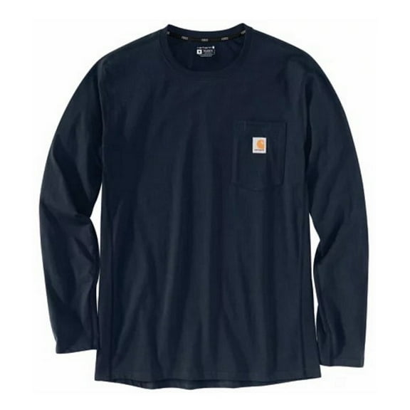 Carhartt Midweight Force Long-Sleeve Navy-Colored Men's Pocket T-Shirt, Size: L