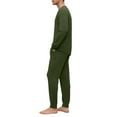 thumbnail image 4 of Dwelliawo Men Pajama Set Long Sleeve Henley Pjs Soft Modal Breathable Button Top Jogger Pants Lightweight Loungewear For Sleeping Daily Rest Green 3xL, 4 of 5
