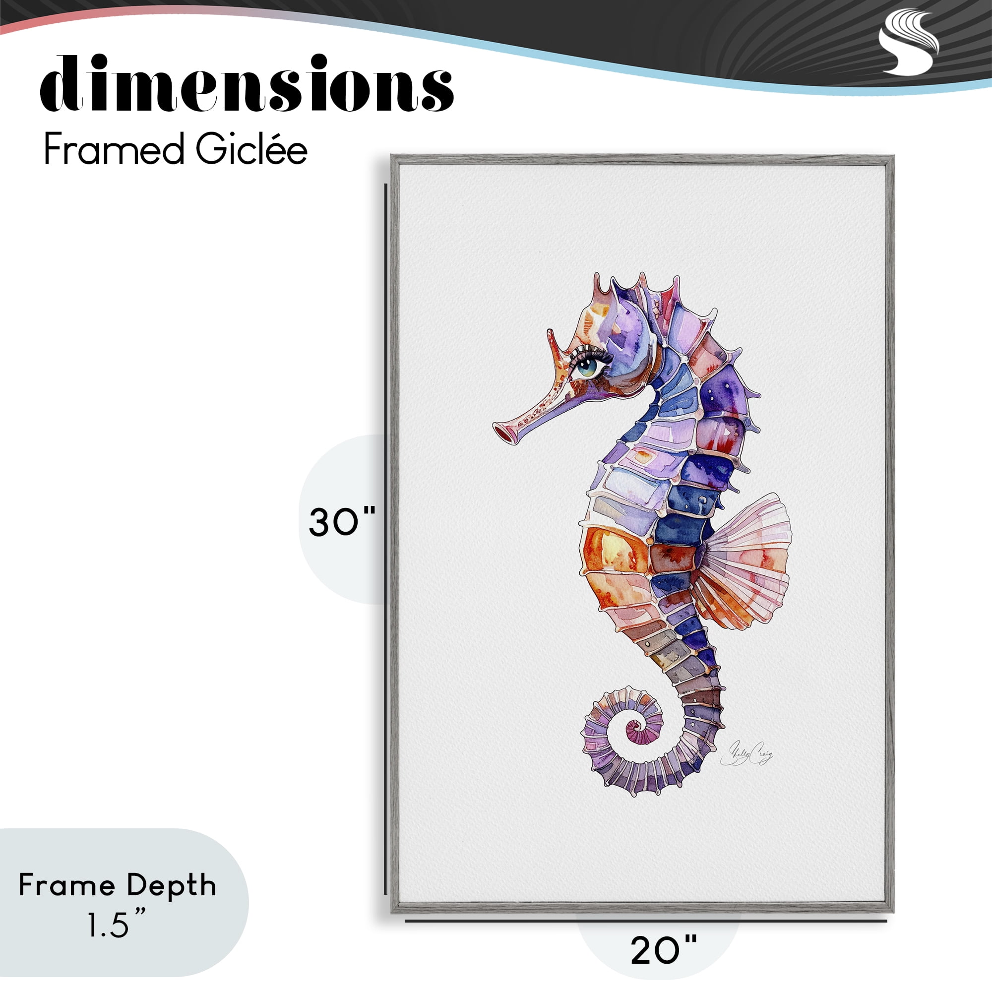 Stupell Industries Sea Whisper Seahorse Gray Framed Giclee Art, design by Shelly Craig