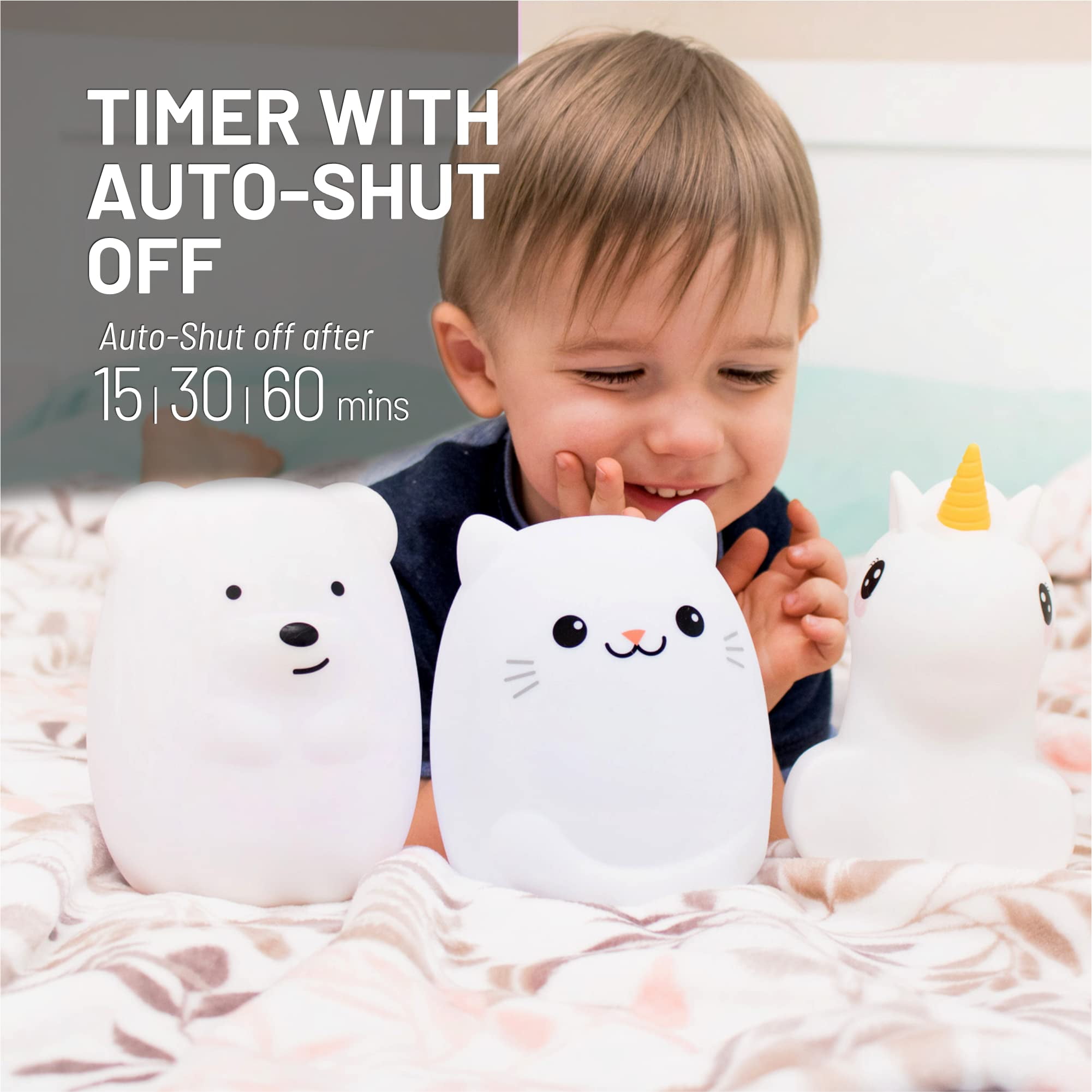 LumiPets Nursery Nightlight: Bear-Shaped Baby Nightlight - Rechargeable with Remote Bed, Sleep, Crib