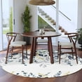 thumbnail image 4 of Teal Gray Eucalyptus Leaves 5ft Round Rug, Farmhouse Botanical Watercolor Non-Skid Rubber Backing Large Area Rugs - Living Room Bedroom Home Office, Indoor Floor Mat Carpets Washable Rug, 4 of 9