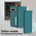 thumbnail image 2 of SaniMore for Google Pixel Fold Case, Hidden Bracket PU Leather Skin [Wear-resistant & Anti-scratch] Magnetic Closure Foding Shell Slim Fit Lightweight Shockproof Anti-drop Cover, Cyan, 2 of 7