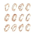 thumbnail image 1 of braveheart 12PCS Adjustable Flower Toe Rings for Women Open Tail Ring Jewelry Kit Rosy Golden, 1 of 1