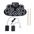 thumbnail image 1 of Rechargeable 9-Pad Electronic Drum Set with Built-in Speaker, Portable Foldable Practice Drum Set with Headphone Jack for Kids, 1 of 4