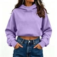 thumbnail image 2 of Hurxie Women's Cropped Hoodie Pullover Drop Shoulder Lightweight Loose Casual Crop Hoodies, 2 of 7