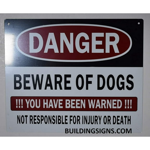 Danger Beware of Dog You Have Been Warned Sign (White, Aluminium 10x12)(ref-2022-4)