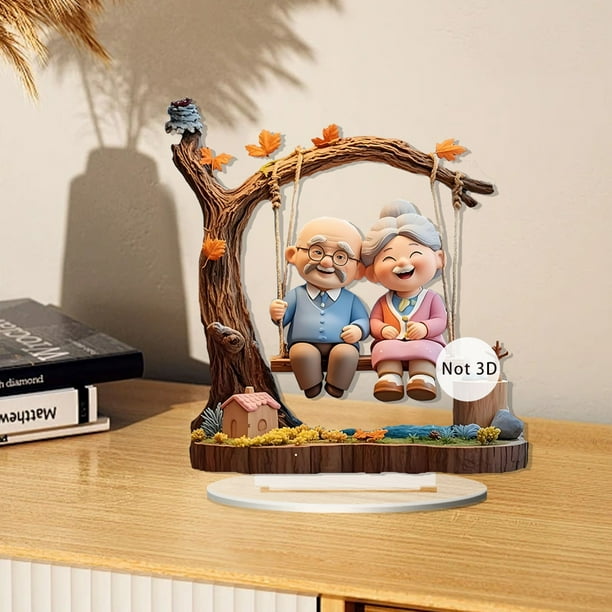 Decoraciones para el día de San Valentín, el abuelo y la abuela se acompañan en los columpios, cálidos adornos decorativos para el hogar, regalos para los abuelos, planos decorativos