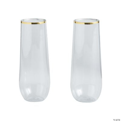 

Stemless Champagne Flutes w/Gold Trim Birthday Party Supplies 12 Pcs