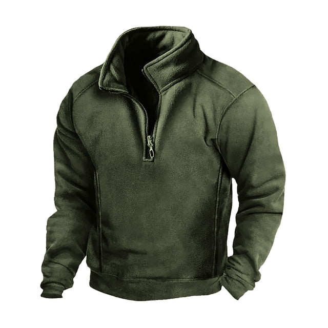 FAIWAD Men's Fleece Sweatshirt Long Sleeve Drop Shoulder Casual Sweatshirt Half Zip Plus Size Pullover Tops