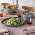 thumbnail image 5 of over&back Stackable Stoneware Serving Platter - Elegant 1-Piece Oval Serving Platter to Complete Your Kitchen Set - Perfect for Appetizers, Desserts, and More - 16" L x 11" W - Semi-Matte Charcoal, 5 of 8