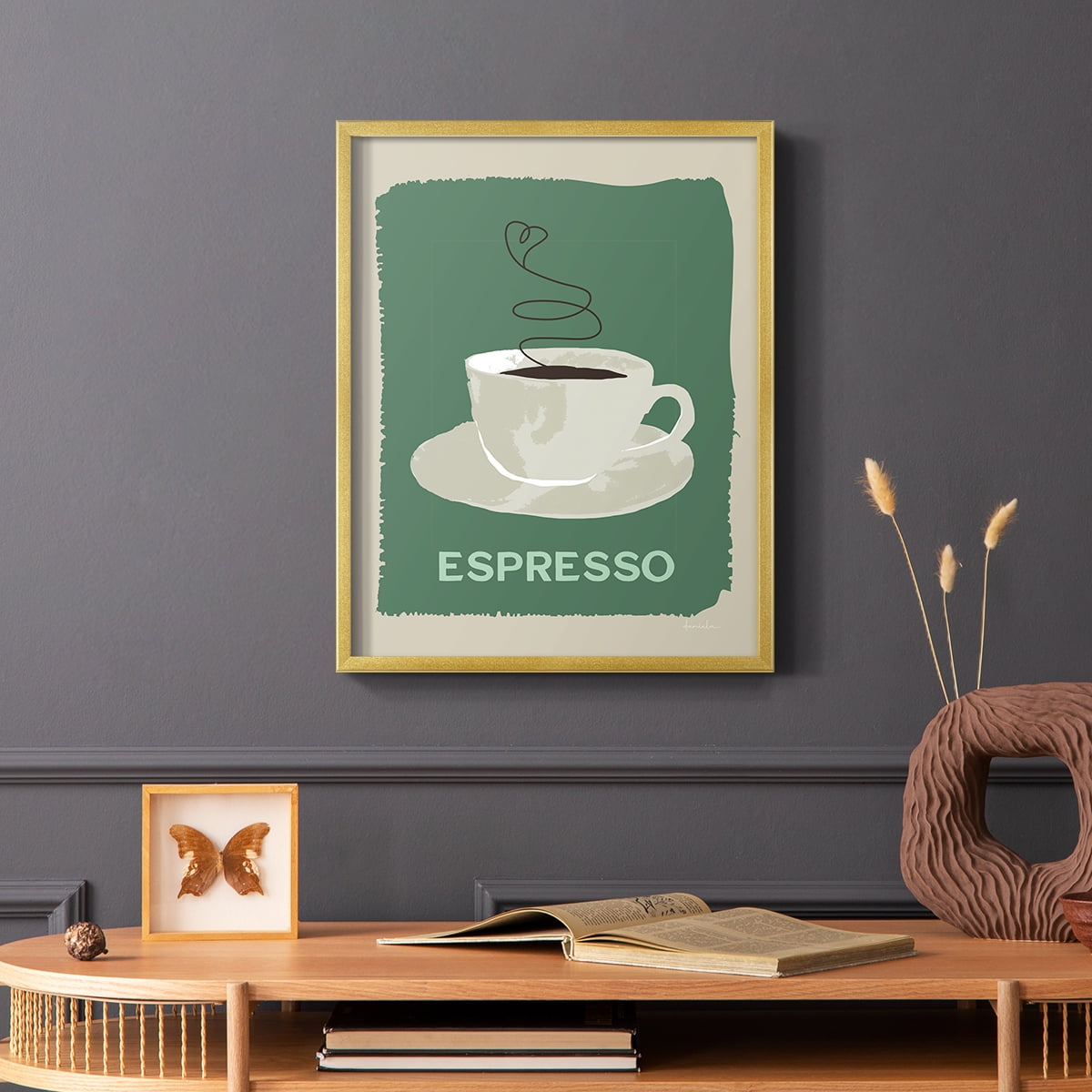Modern Coffee IV in Gold Solid Wood 8 x 10 Framed Print